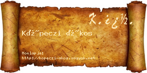 Köpeczi Ákos névjegykártya